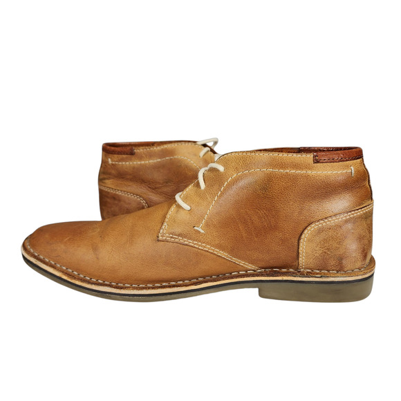 Steve Madden Chukka Boot sz 10 Men Hestonn 217 Tan Beige Leather Distressed Lace - Picture 6 of 11
